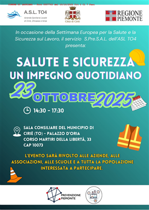 GIOVEDI' 23 OTTOBRE 2025 H. 14:30 - SALUTE E SICUREZZA, UN IMPEGNO QUOTIDIANO