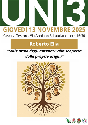 GIOVEDI' 13 NOVEMBRE 2025 H. 16:30 "Sulle orme degli antenati: alla scoperta delle proprie origini"