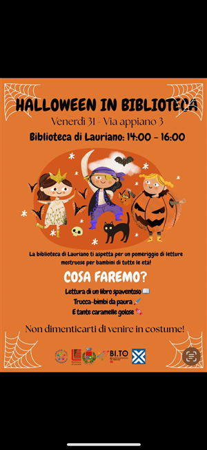 VENERDI' 31 OTTOBRE 2025 H. 14 - HALLOWEEN IN BIBLIOTECA