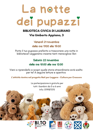 LA NOTTE DEI PUPAZZI - VENERDI' 21 E SABATO 22 NOVEMBRE 2025