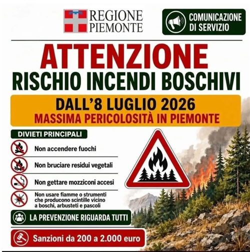 Stato di massima pericolosità per incendi boschivi