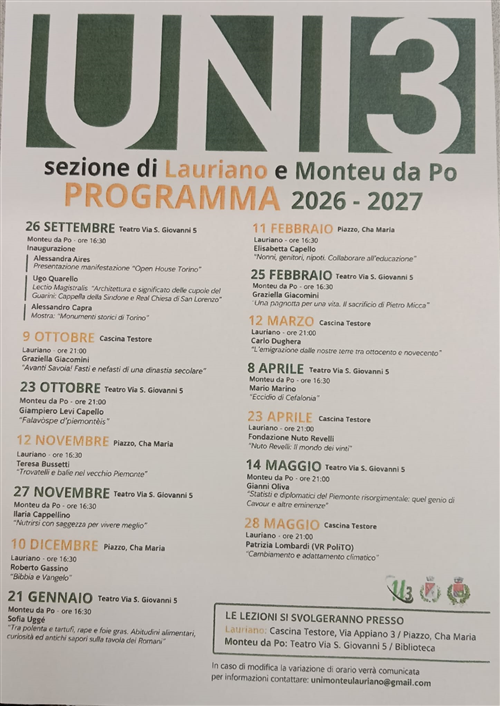 UNI3 Lauriano e Monteu da Po